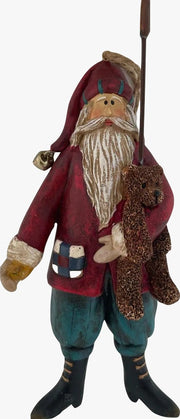 Addobbo Albero Babbo Natale Orso E Bandiera 14cm