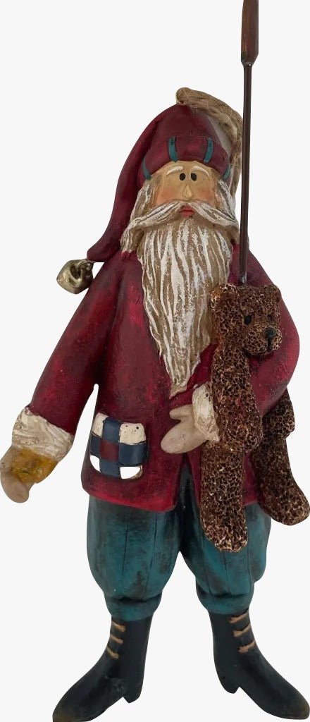 Addobbo Albero Babbo Natale Orso E Bandiera 14cm