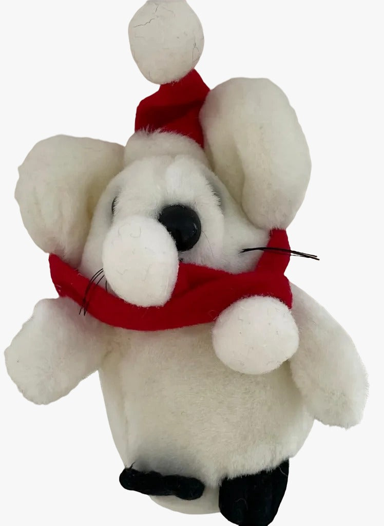 Peluche Natale Topo Con Sciarpa E Cappello 14CM
