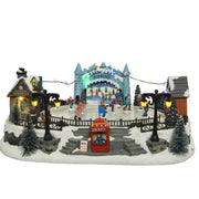 Carillon Di Natale Scenario Festivo LED Pista Di Pattinaggio h16,5cm