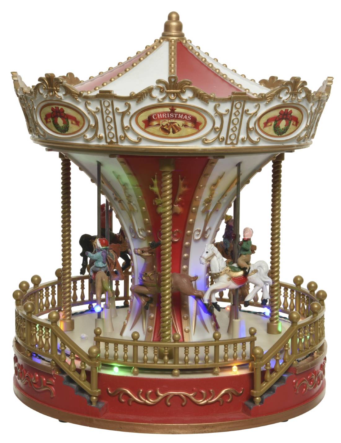 Carillon Di Natale Giostra Carosello Con Suono E Movimento 28cm