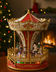 Carillon Di Natale Giostra Carosello Con Suono E Movimento 28cm