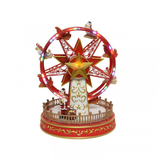 Carillon Natale Scenario Ruota Panoramica Stella Con Slitte