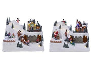 Carillon Villaggio Di Natale Innevato Slitta/Babbo Natale Assortiti 17x26x20cm