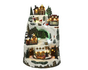 Carillon Villaggio Di Natale Montagna Innevata Con Luci LED 24x25x38,5cm