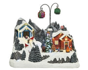 Carillon Villaggio Di Natale Con Seggiovia E Scivolo 19,5x33x28cm