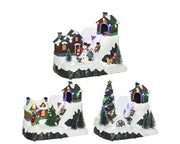 CarillonVillaggio Di Natale Con Scivolo di Ghiaccio e Lucine LED 13x21.50x17cm