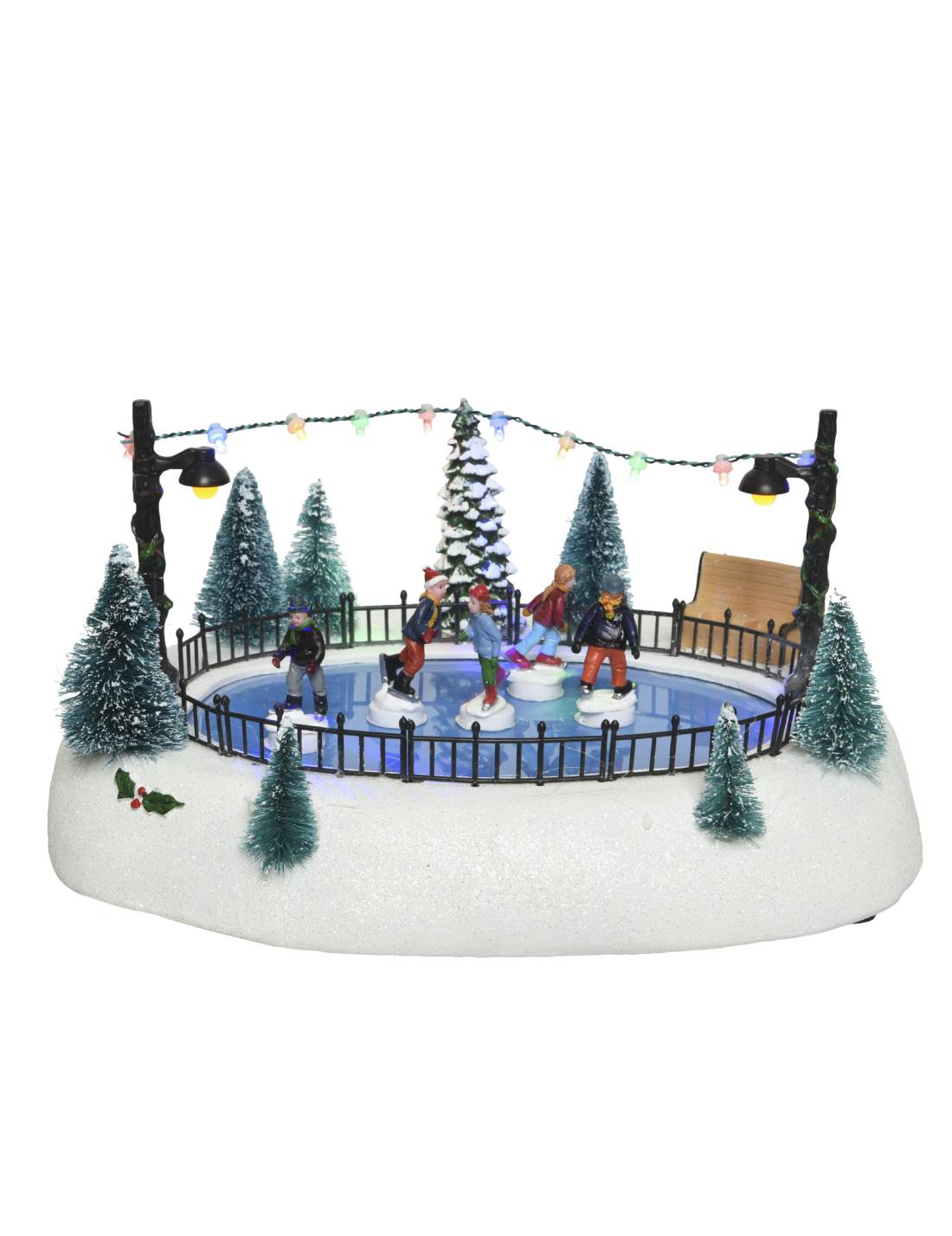 Carillon Di Natale Scenario Festivo LED Pista Di Pattinaggio 27cm