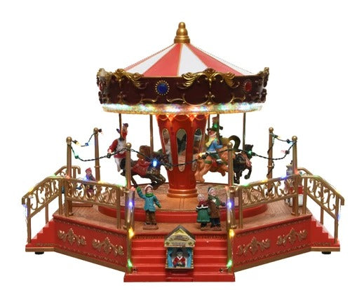 Carillon Natale Con Giostra Cavalli E Bambini