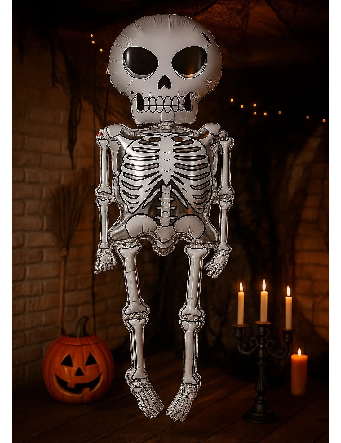 Palloncino Di Halloween In Mylar Scheletro 130cm