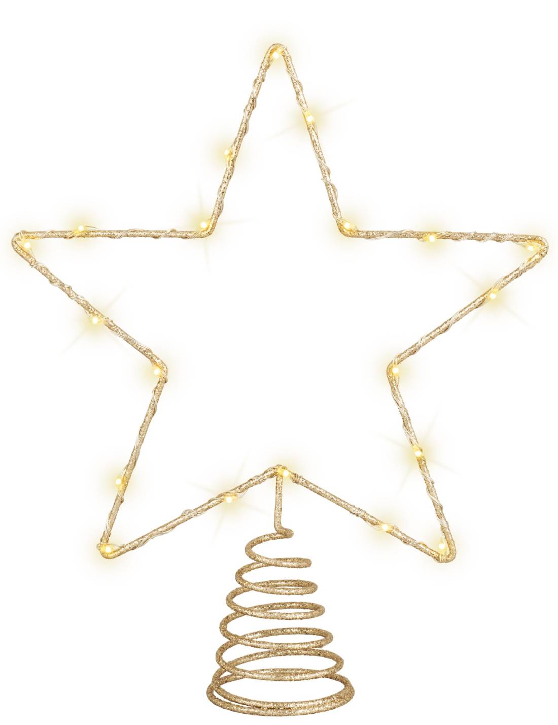 Puntale Albero Di Natale Stella In Metallo Oro LED 27cm