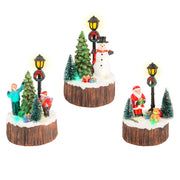 Carillon Villaggio Di Natale Babbo Natale Pupazzo Di Neve E Bambini 13cm Assortiti