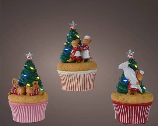 Carillon Villaggio Di Natale Cupcake Con Led - Assortito
