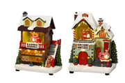 Carillon Villaggio Di Natale Bakery Con Topolini Assortito Con Led E Movimento