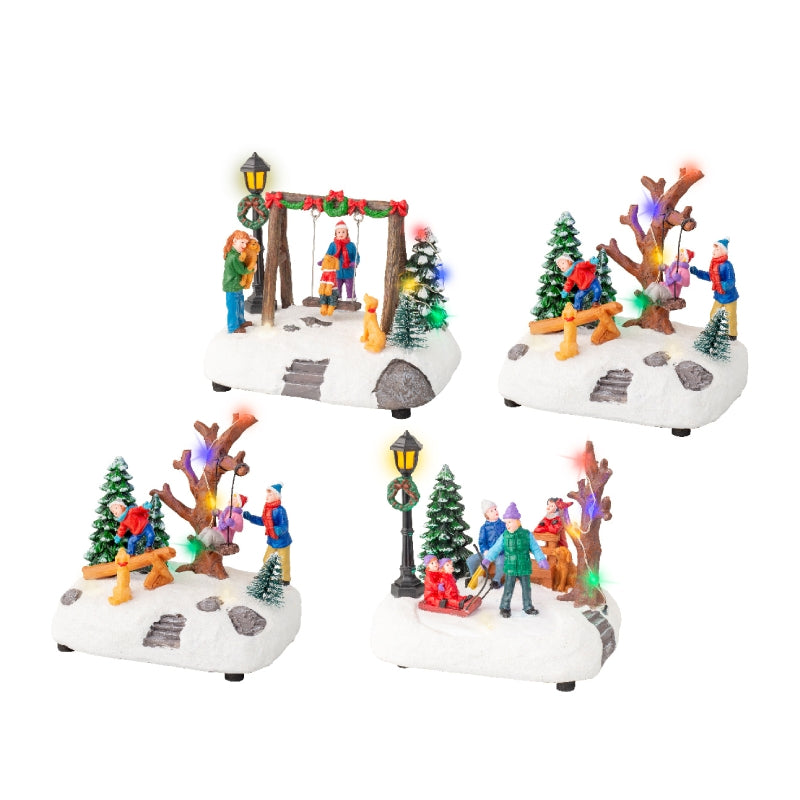 Carillon Villaggio Di Natale Scenari Innevati Assortiti 13cm
