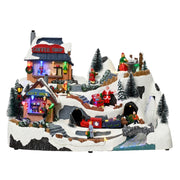 Carillon Villaggio Di Natale Babbo Natale Con Coffee Shop 40cm