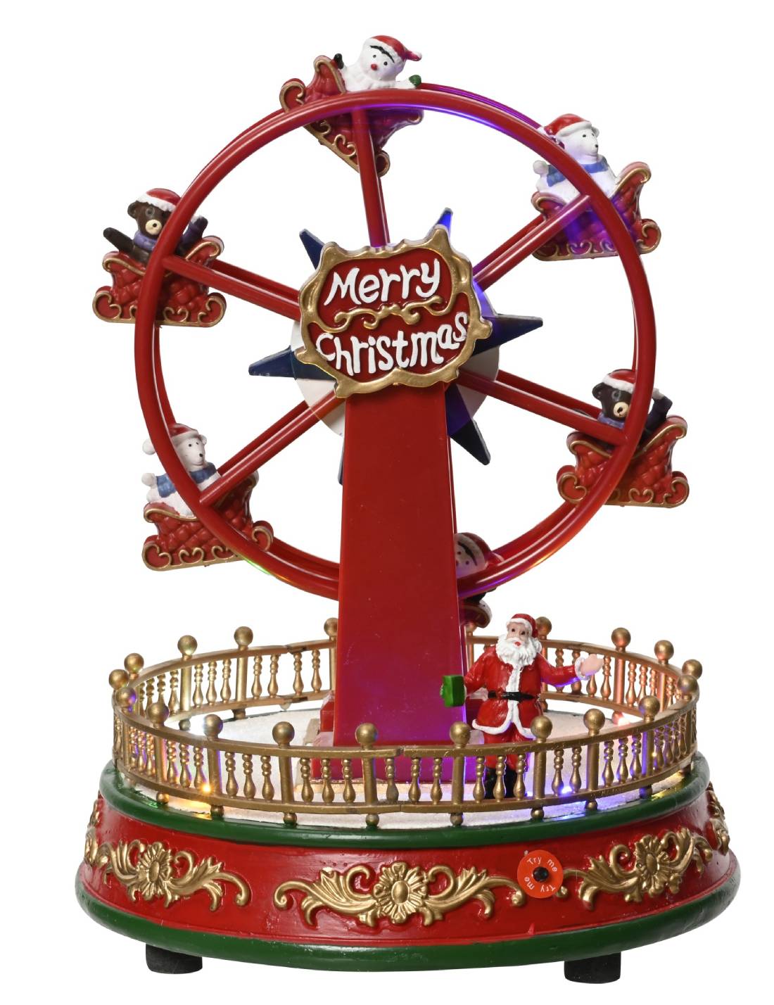 Carillon Di Natale Ruota Panoramica Con Babbo Natale LED 24cm