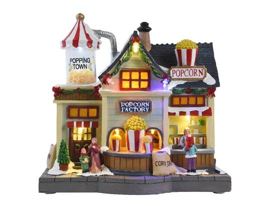 Carillon Villaggio Di Natale Popcorn Factory Con Led