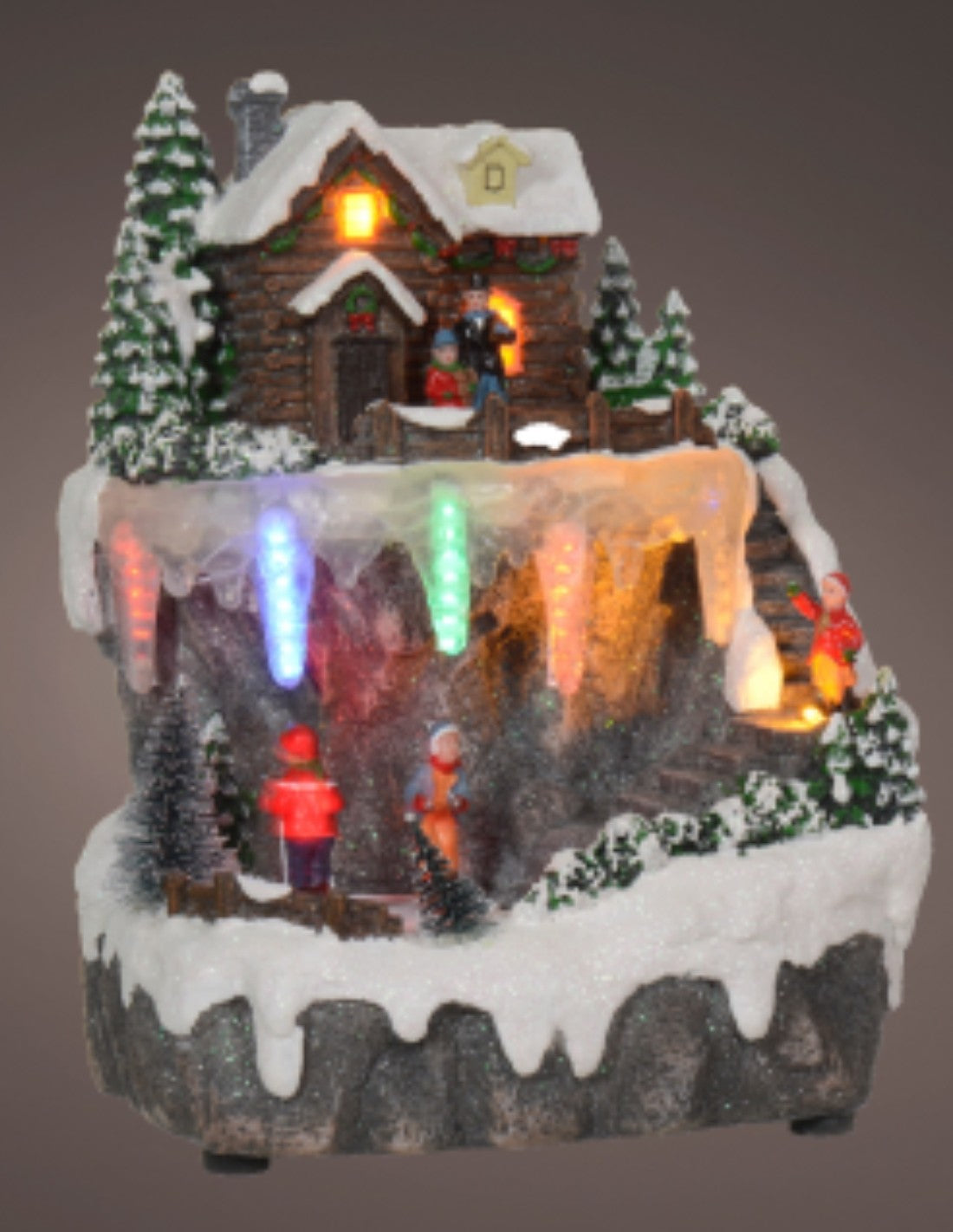 Carillon Villaggio Di Natale Baita In Legno In Montagna Con LED 18cm
