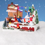 Carillon Villaggio Di Natale Tiro Alla Fune Con Babbo Natale 19cm