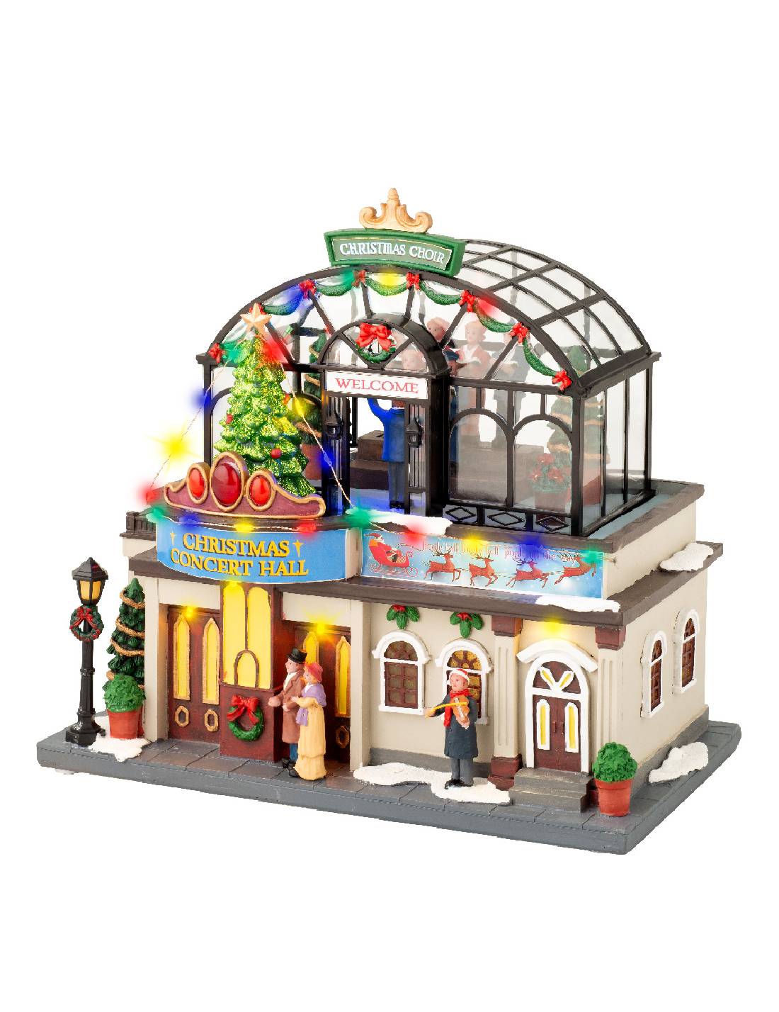 Carillon Di Natale Scenario Festivo Christmas Concert Hall 31cm