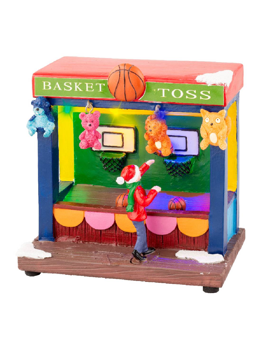 Carillon Di Natale Scenario Festivo LED Stand Basket Toss h14cm