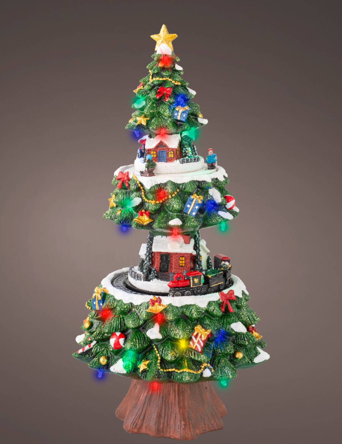 Carillon Natale Albero Con Scenario Natalizio LED