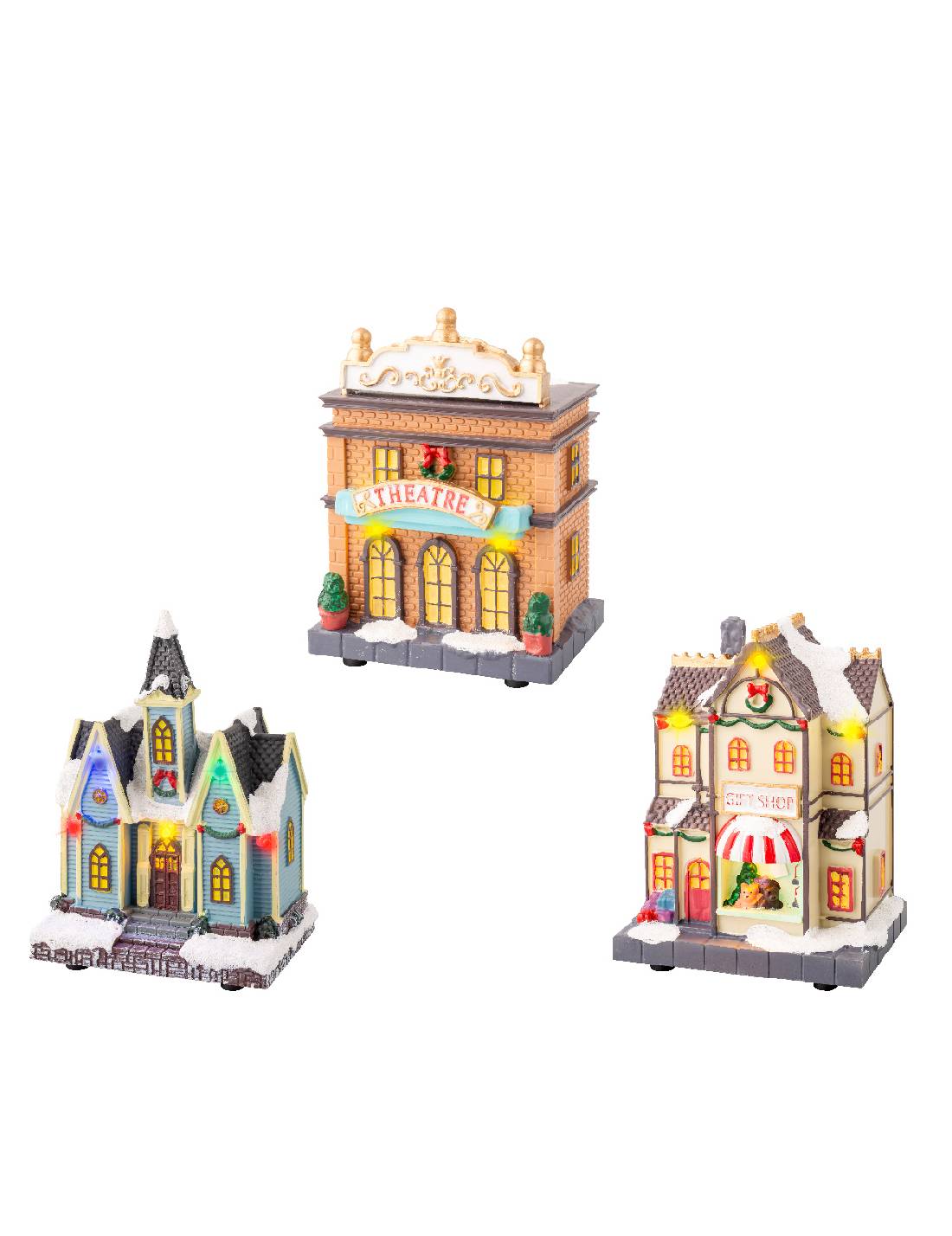 Carillon Di Natale Scenario Festivo Edifici Decorati 14,5cm - Prodotto Assortito