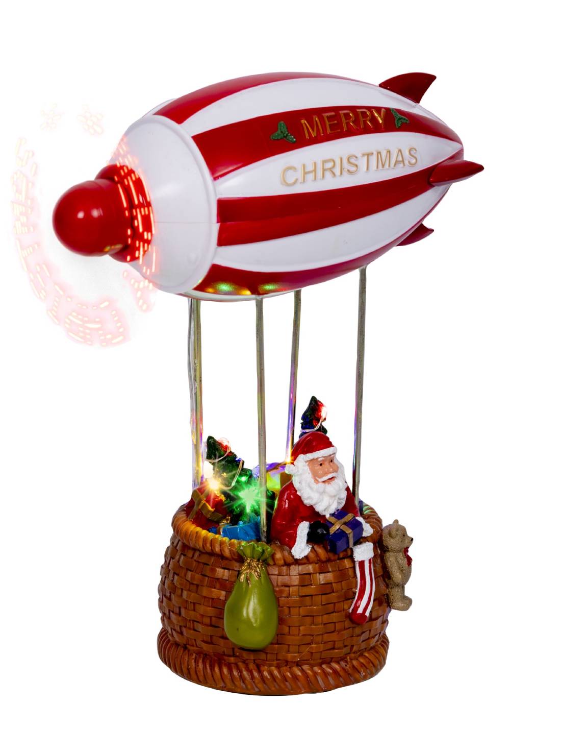 Carillon Di Natale Dirigibile Con Babbo Natale LED 21cm