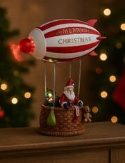 Carillon Di Natale Dirigibile Con Babbo Natale LED 21cm