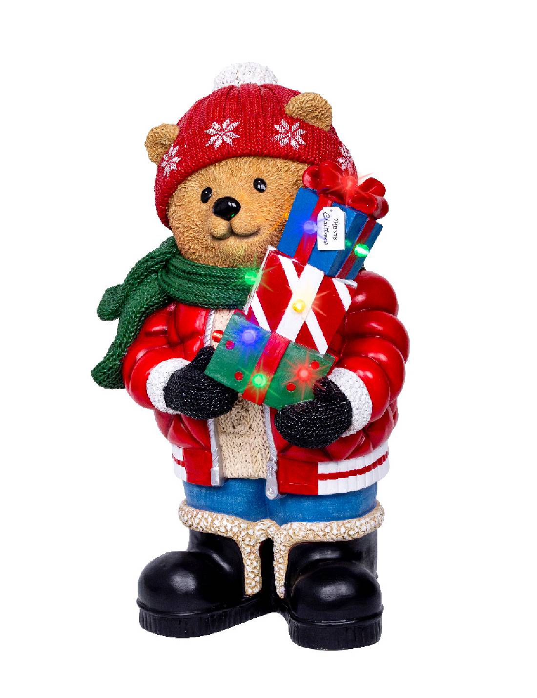 Addobbo Di Natale Orsetto Teddy Con Regali LED 65cm