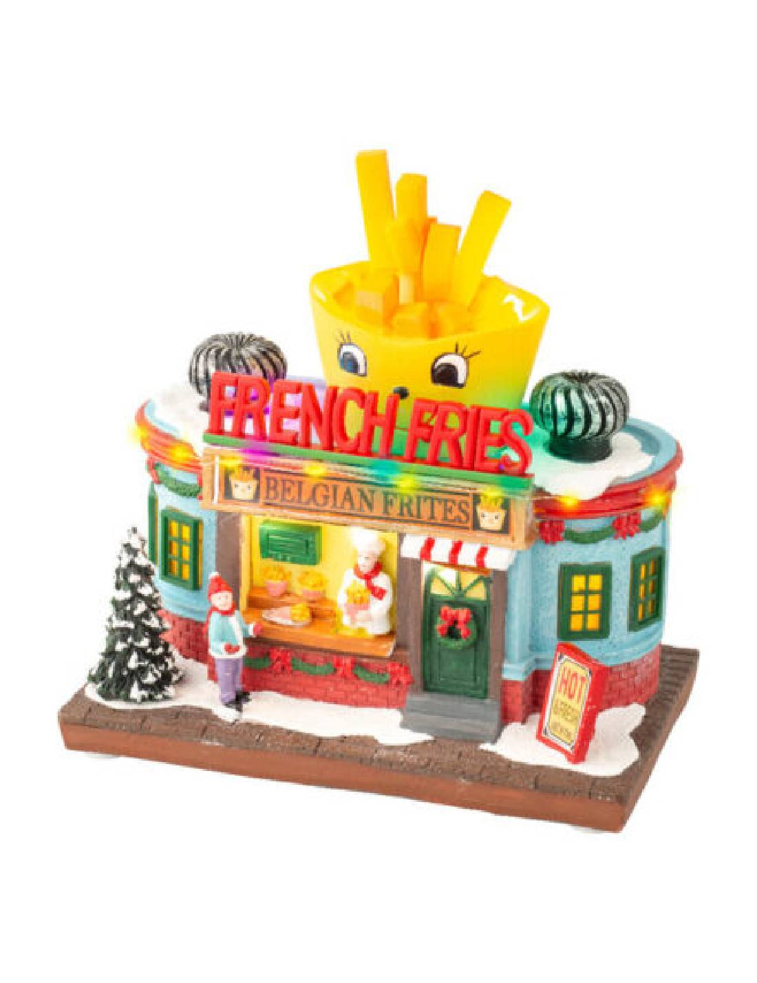Carillon Di Natale Scenario Festivo Negozio Fast Food 19,5cm