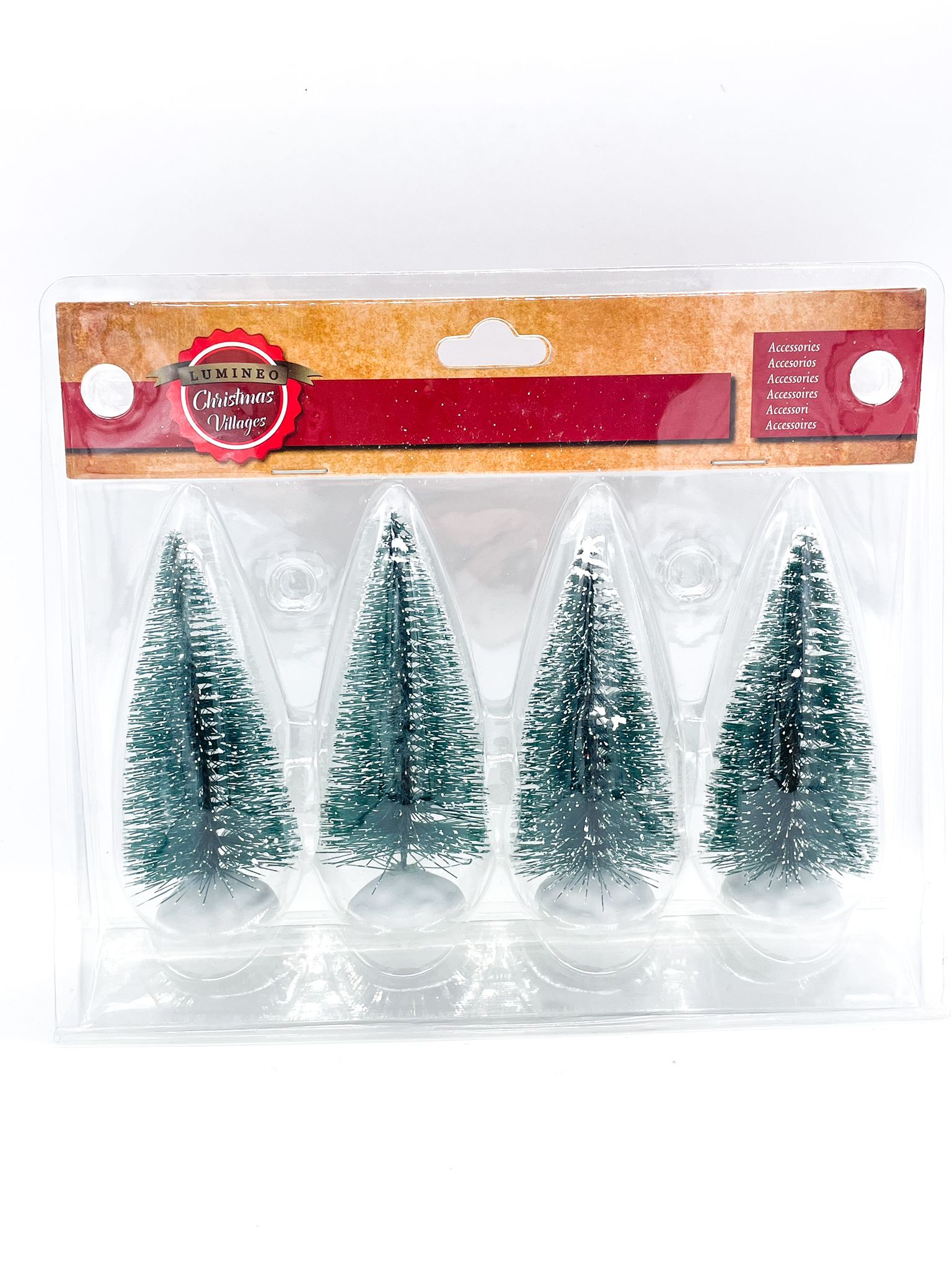 Addobbo Natale Alberi Per Villaggio Natalizio E Carillon 4pz