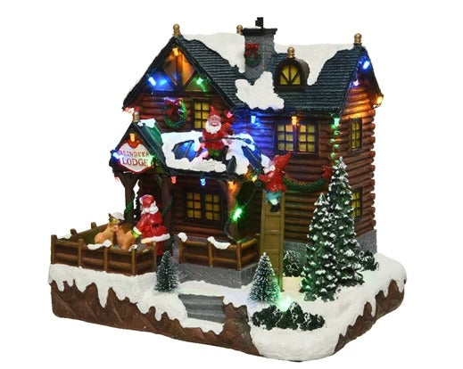 Carillon Di Natale Scenario Festivo Casa Di Babbo Natale 25cm