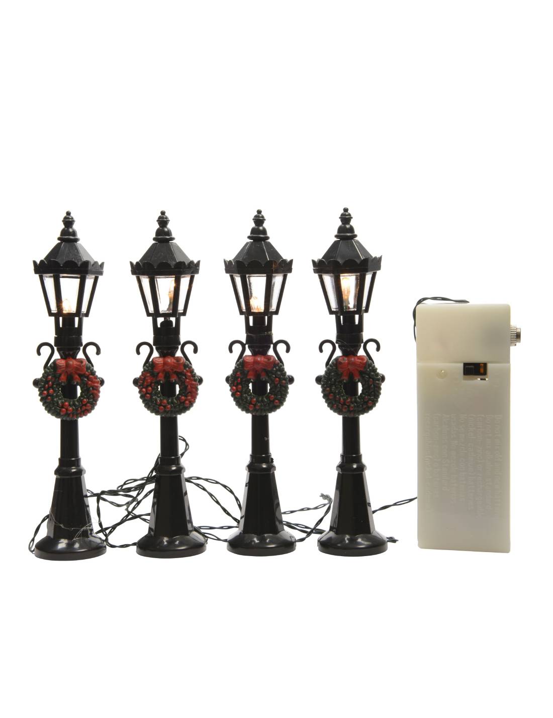 Set 4pz Addobbi Di Natale Lampioni Decorativi Per Scenari Natalizi 12cm