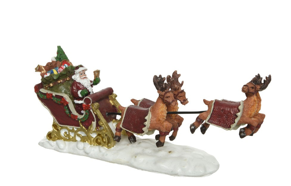 Addobbo Natale Babboo Natale Con Slitta E Renne Per Villaggio Scenario Natalizio