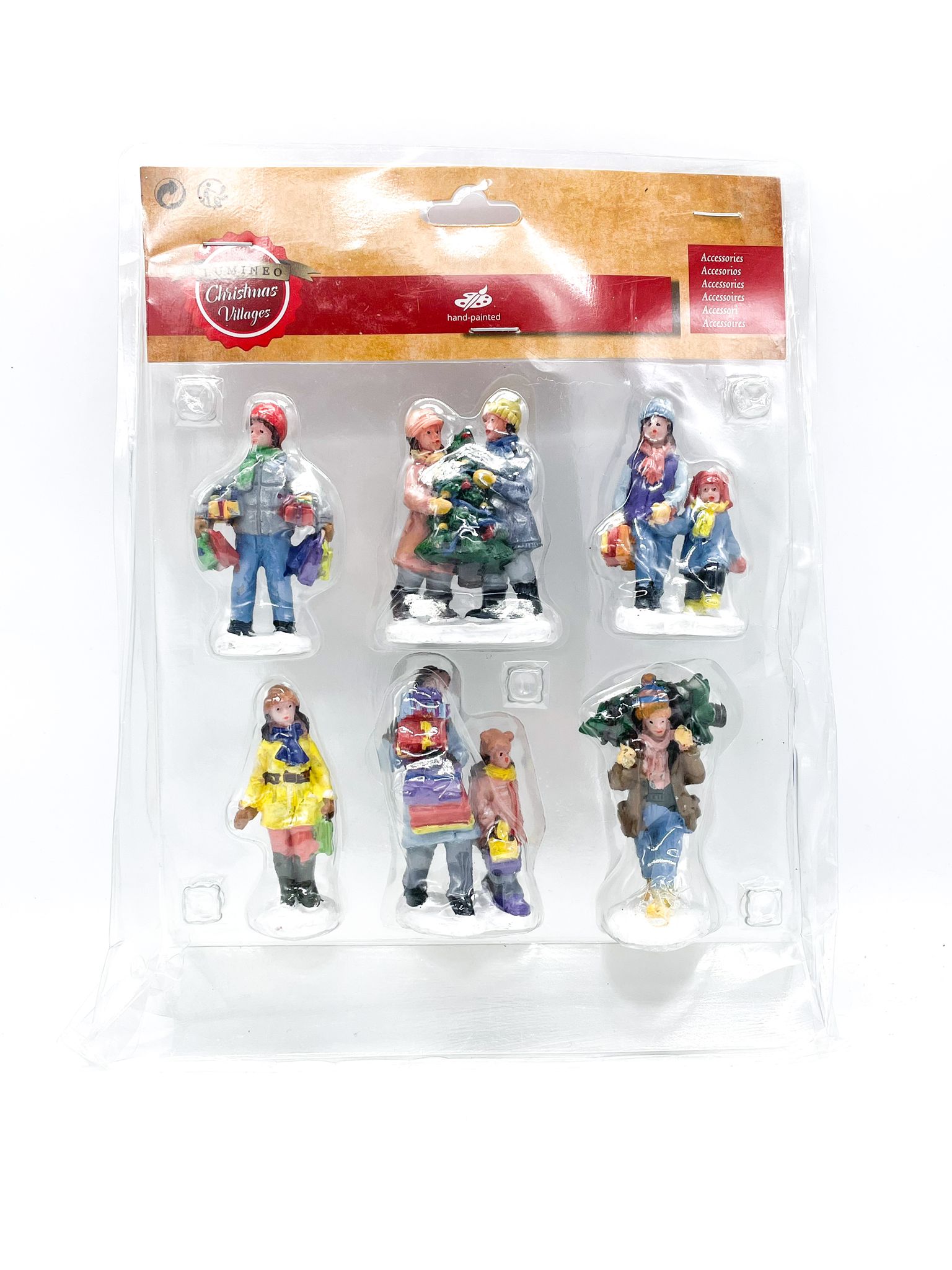 Addobbo Natale Personaggi Per Villaggio Natalizio E Carillon 6pz