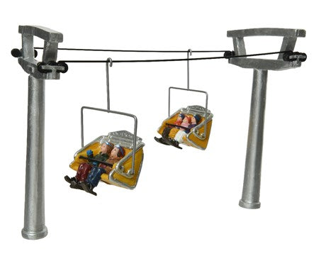 Seggiovia Con Persone Decorativa Poliresina 5pz. 23cm