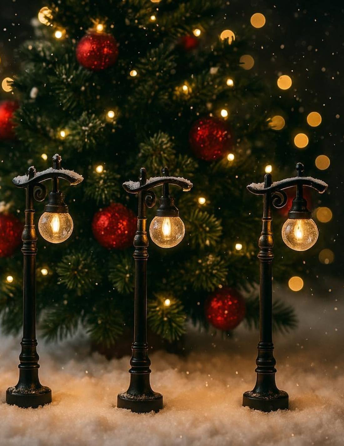 Set 4pz Addobbi Di Natale Lanterne Decorative Per Scenari Natalizi 10cm