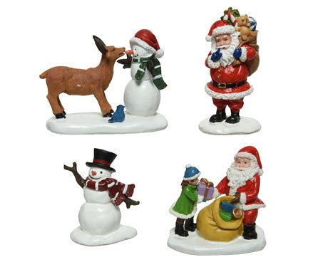 Personaggi Natalizi Con Pupazzo E Babbo Natale Poliresina 2pz. 8cm