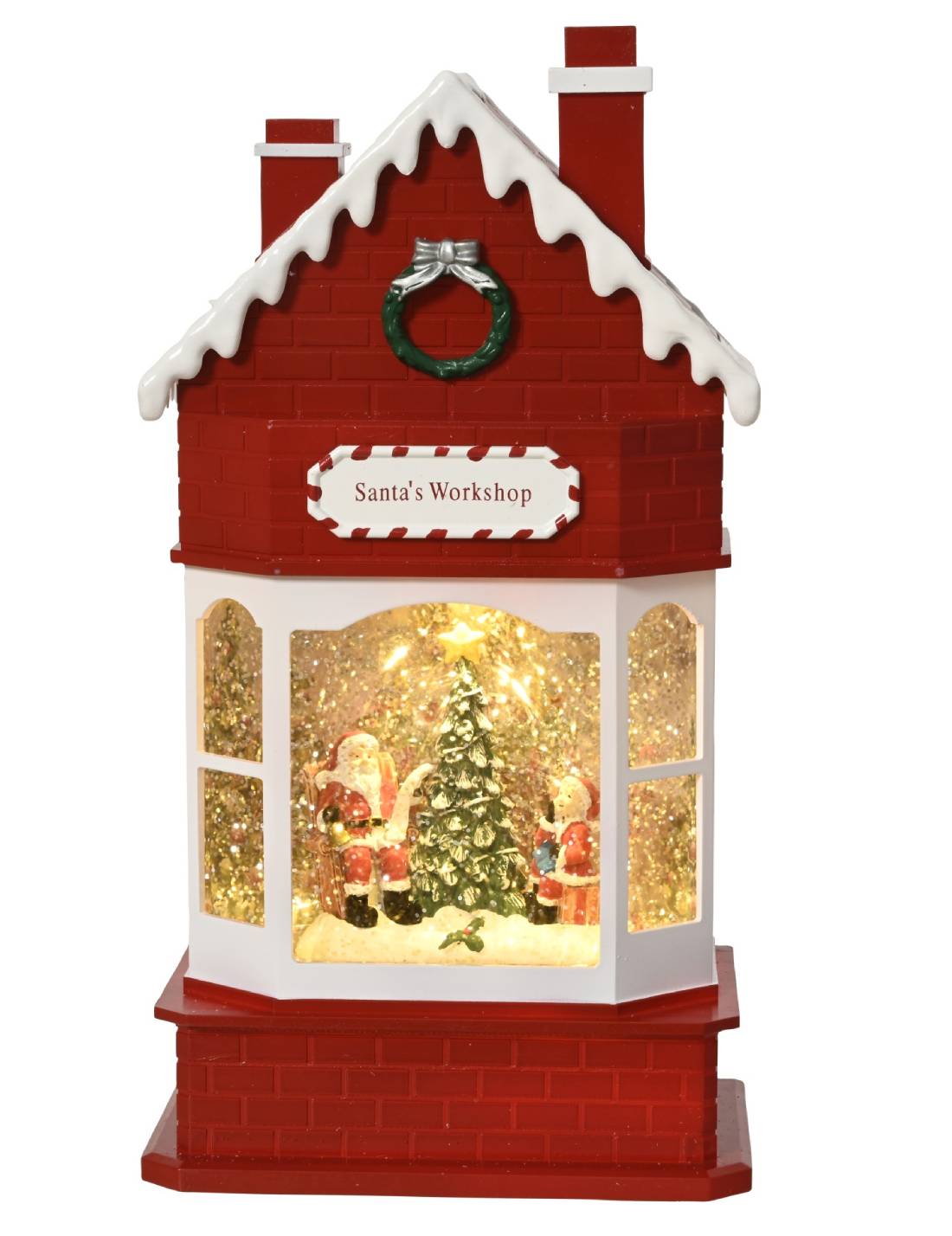 Carillon Di Natale Negozio Di Babbo Natale LED 29cm
