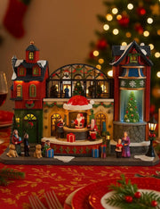 Carillon Di Natale Villaggio Greenhouse Scenario Festivo LED 48cm