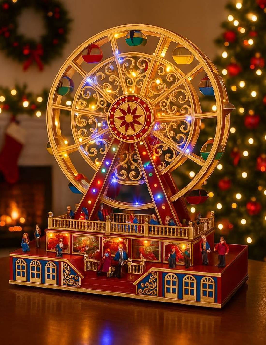 Carillon Di Natale Ruota Panoramica Multicolore LED 48cm