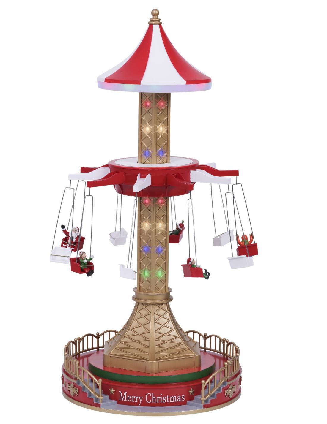 Carillon Di Natale Giostra Natalizia Illuminata LED 52cm