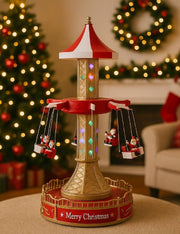 Carillon Di Natale Giostra Natalizia Illuminata LED 52cm