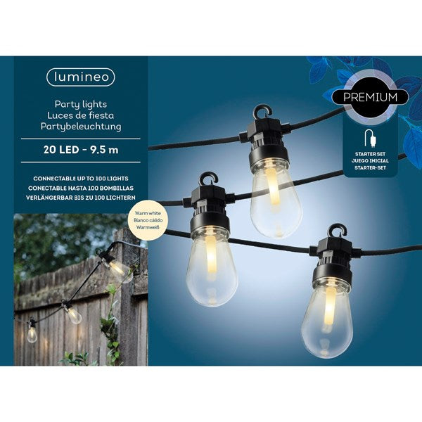 Serie Luci Natale Lampadine Trasparenti 20 Led 9.5m