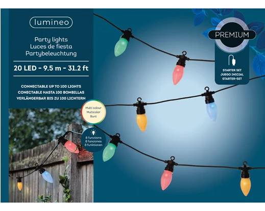 Serie Luci Natale 20 Twinkle Luci Colorate 9,5Mt Party Lights