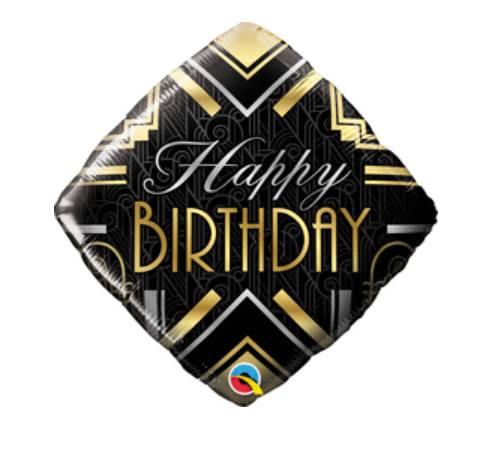 Palloncino Metalfoil Happy Birthday Nero 18" 46cm