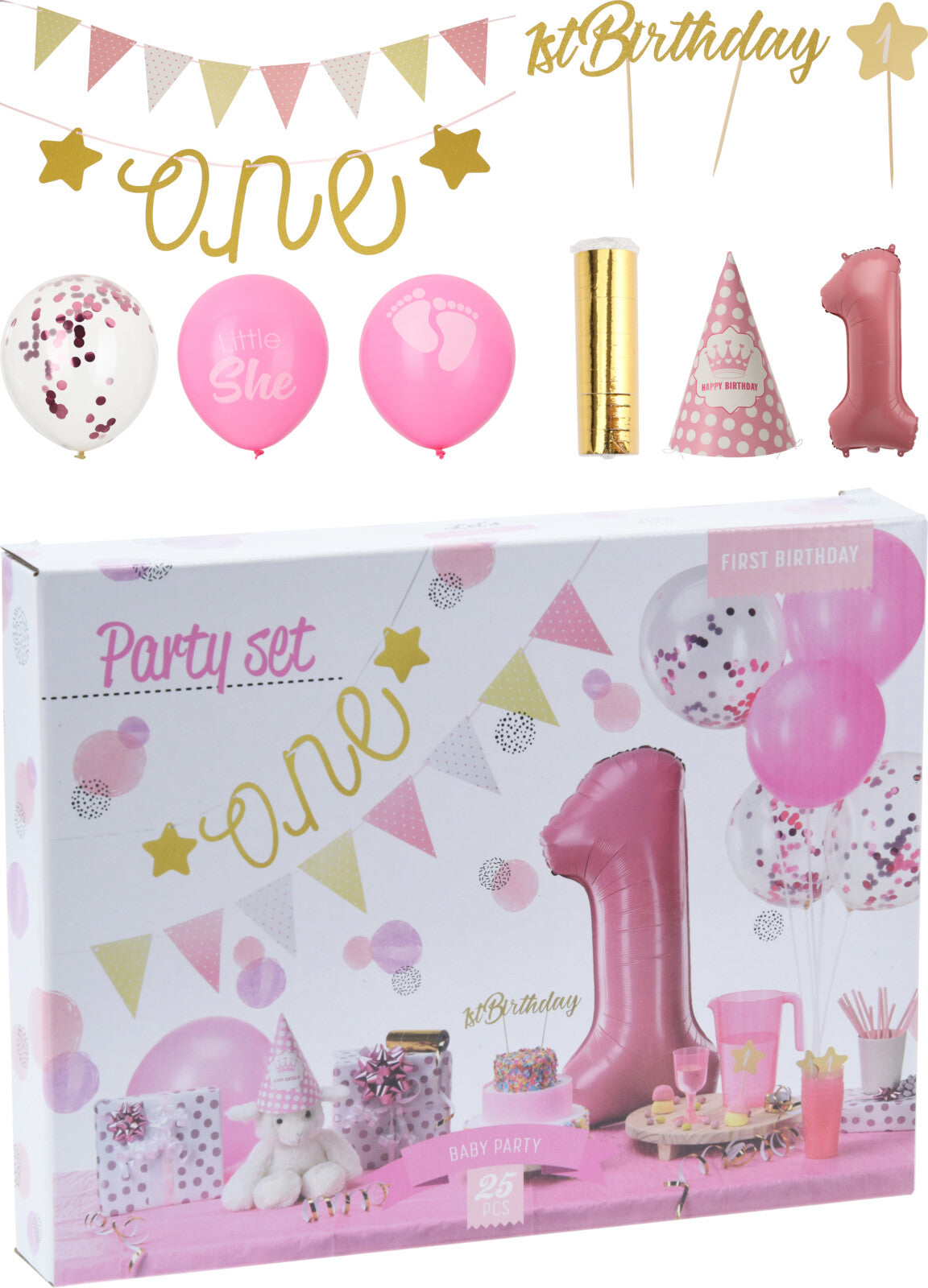 Set Party Primo Compleanno Rosa