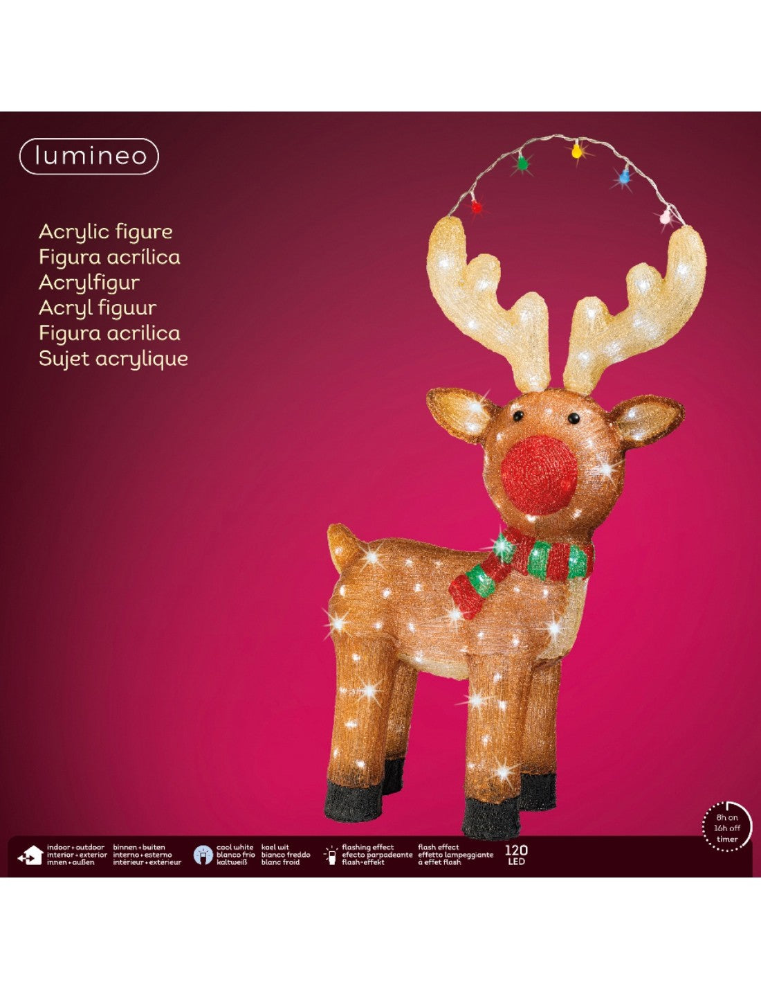 Addobbo Di Natale Renna Rudolph 120 LED h85cm